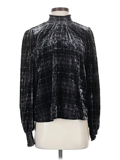 Pre-owned Evereve Long Sleeve Blouse In Black