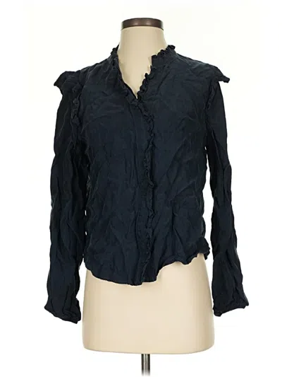 Pre-owned Evereve Long Sleeve Blouse In Black