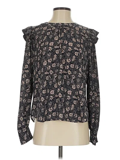 Pre-owned Evereve Long Sleeve Blouse In Black