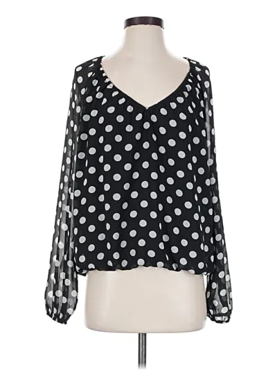 Pre-owned Evereve Long Sleeve Blouse In Black