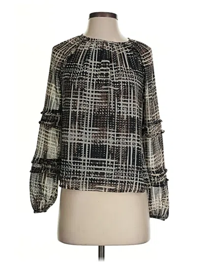 Pre-owned Evereve Long Sleeve Blouse In Black