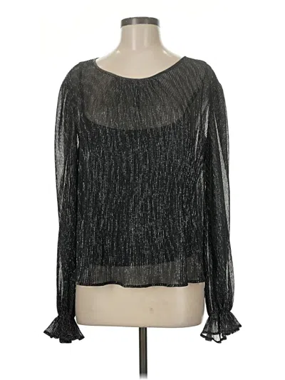 Pre-owned Evereve Long Sleeve Blouse In Black