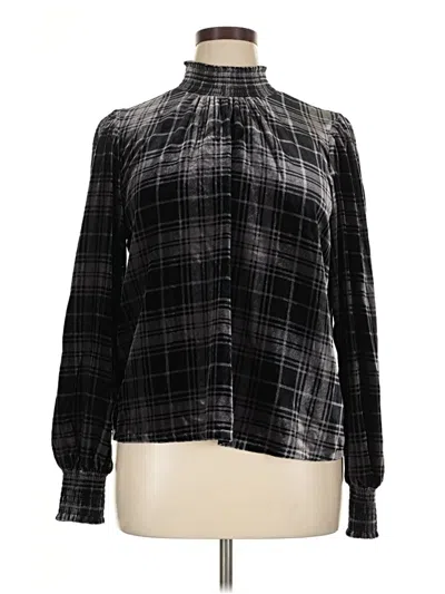 Pre-owned Evereve Long Sleeve Blouse In Black