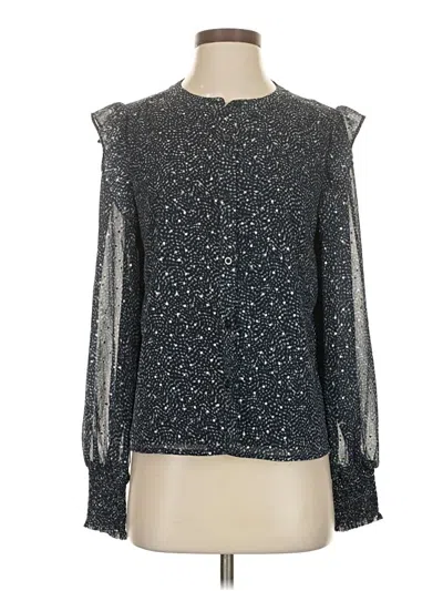 Pre-owned Evereve Long Sleeve Blouse In Black