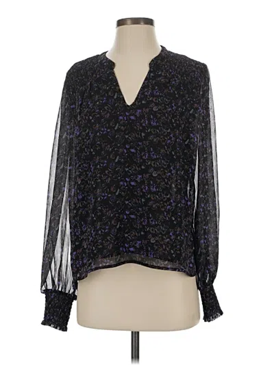 Pre-owned Evereve Long Sleeve Blouse In Black
