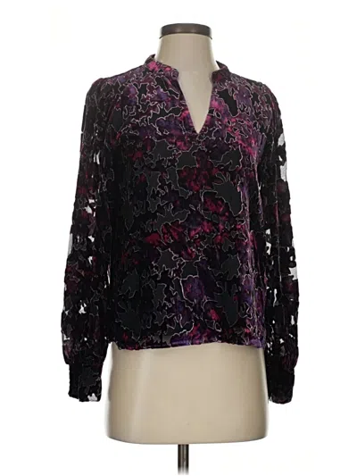 Pre-owned Evereve Long Sleeve Blouse In Black