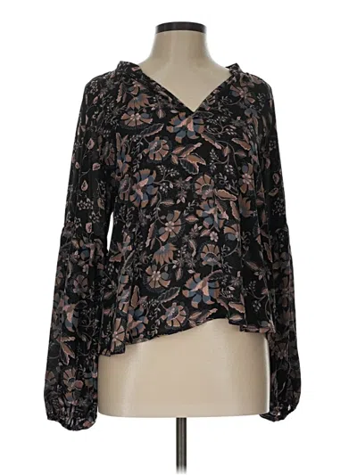 Pre-owned Evereve Long Sleeve Blouse In Black