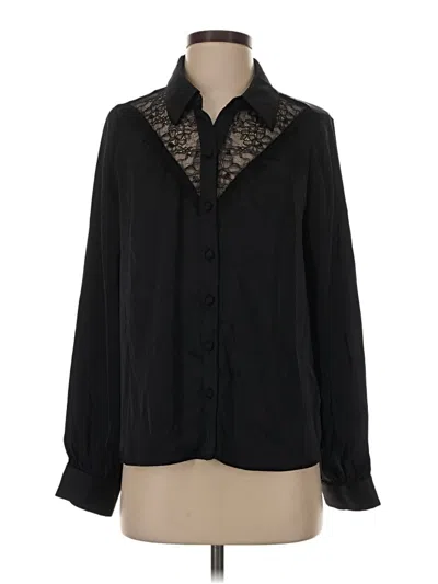 Pre-owned Evereve Long Sleeve Blouse In Black