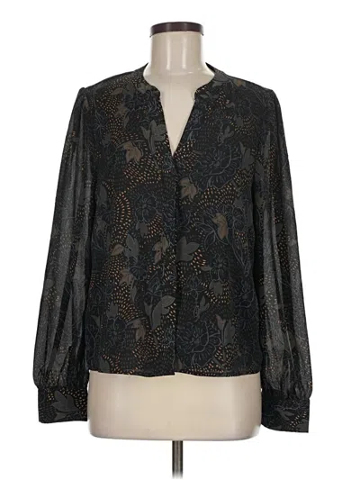 Pre-owned Evereve Long Sleeve Blouse In Black