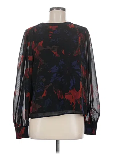 Pre-owned Evereve Long Sleeve Blouse In Black