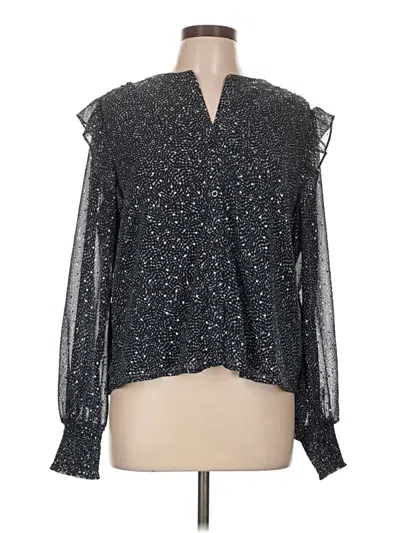 Pre-owned Evereve Long Sleeve Blouse In Black