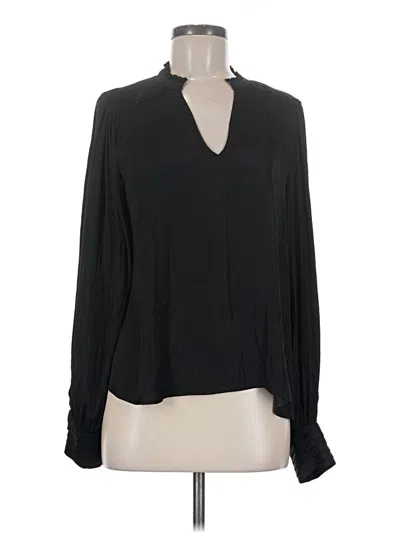 Pre-owned Evereve Long Sleeve Blouse In Black