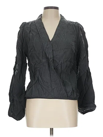 Pre-owned Evereve Long Sleeve Blouse In Black