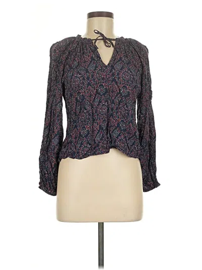 Pre-owned Evereve Long Sleeve Blouse In Blue