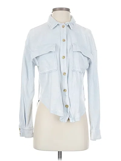 Pre-owned Evereve Long Sleeve Blouse In Blue