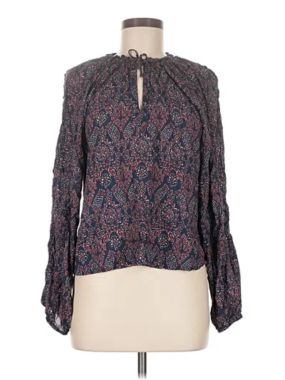 Pre-owned Evereve Long Sleeve Blouse In Blue