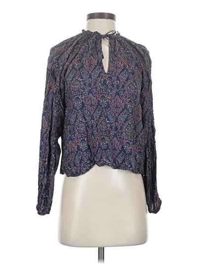 Pre-owned Evereve Long Sleeve Blouse In Blue
