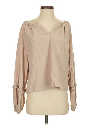 Pre-owned Evereve Long Sleeve Blouse In Brown