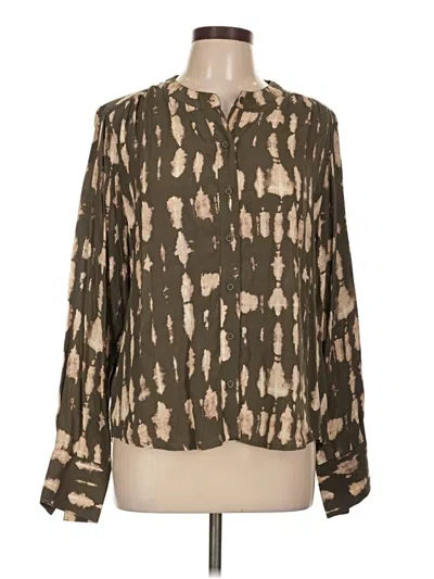 Pre-owned Evereve Long Sleeve Blouse In Brown
