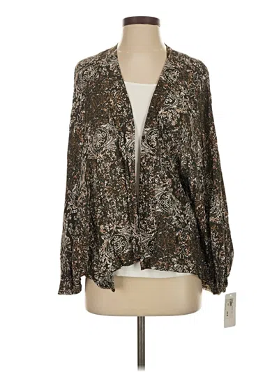 Pre-owned Evereve Long Sleeve Blouse In Brown