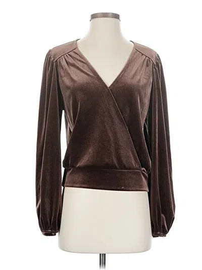 Pre-owned Evereve Long Sleeve Blouse In Brown
