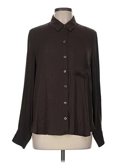 Pre-owned Evereve Long Sleeve Blouse In Brown
