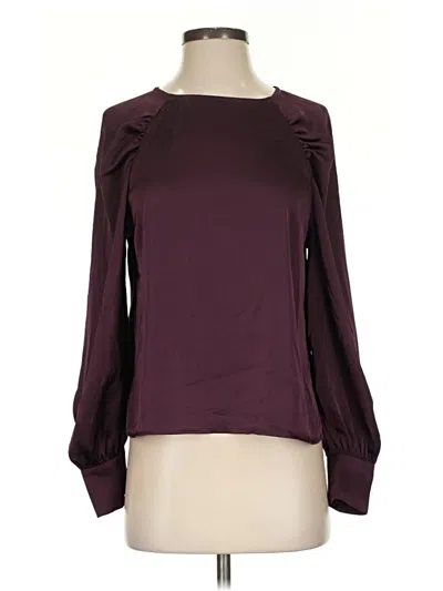 Pre-owned Evereve Long Sleeve Blouse In Burgundy