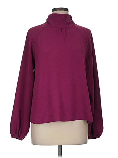 Pre-owned Evereve Long Sleeve Blouse In Burgundy