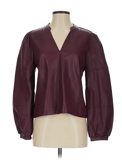 Pre-owned Evereve Long Sleeve Blouse In Burgundy