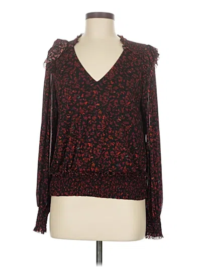 Pre-owned Evereve Long Sleeve Blouse In Burgundy