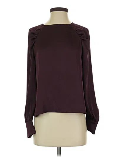 Pre-owned Evereve Long Sleeve Blouse In Burgundy
