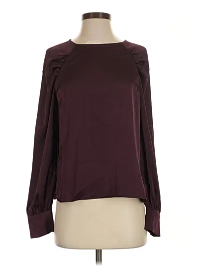 Pre-owned Evereve Long Sleeve Blouse In Burgundy