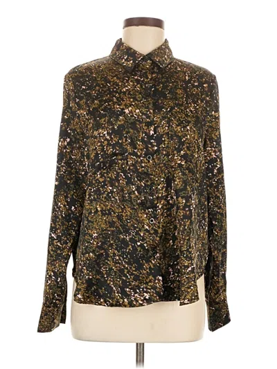 Pre-owned Evereve Long Sleeve Blouse In Gold