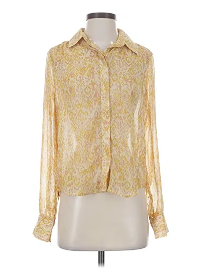 Pre-owned Evereve Long Sleeve Blouse In Gold