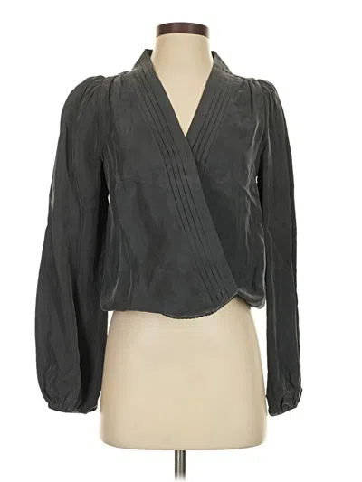 Pre-owned Evereve Long Sleeve Blouse In Gray
