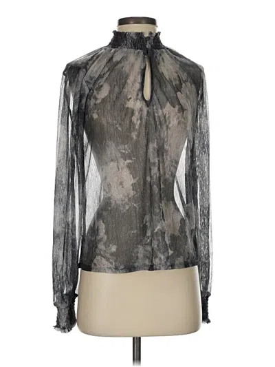 Pre-owned Evereve Long Sleeve Blouse In Gray