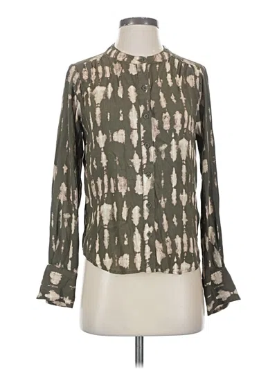 Pre-owned Evereve Long Sleeve Blouse In Green