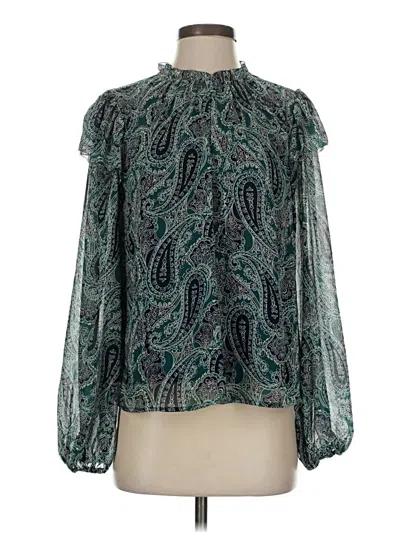 Pre-owned Evereve Long Sleeve Blouse In Green
