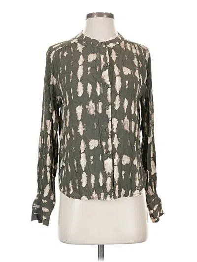 Pre-owned Evereve Long Sleeve Blouse In Green