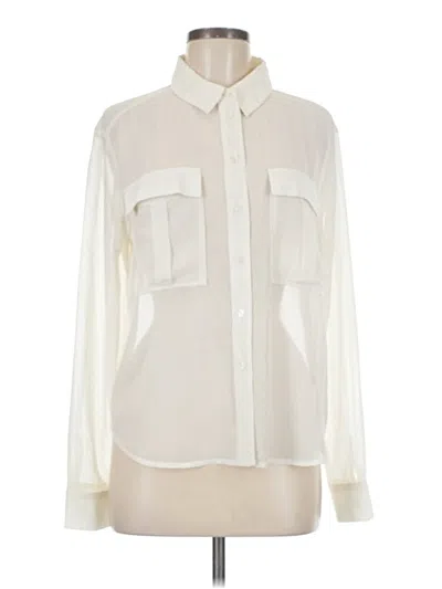 Pre-owned Evereve Long Sleeve Blouse In Ivory