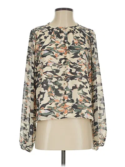 Pre-owned Evereve Long Sleeve Blouse In Ivory