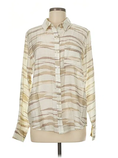 Pre-owned Evereve Long Sleeve Blouse In Ivory