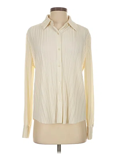 Pre-owned Evereve Long Sleeve Blouse In Ivory