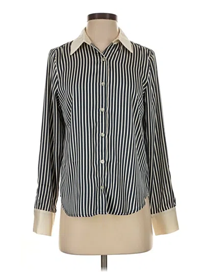 Pre-owned Evereve Long Sleeve Blouse In Ivory