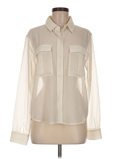 Pre-owned Evereve Long Sleeve Blouse In Ivory