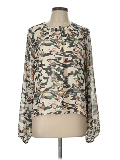 Pre-owned Evereve Long Sleeve Blouse In Ivory