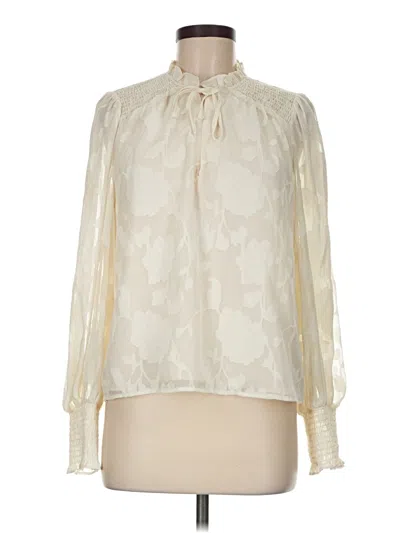 Pre-owned Evereve Long Sleeve Blouse In Ivory