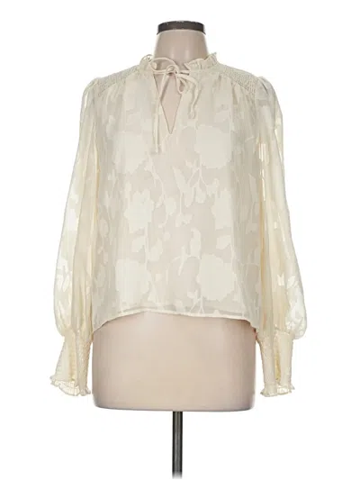 Pre-owned Evereve Long Sleeve Blouse In Ivory