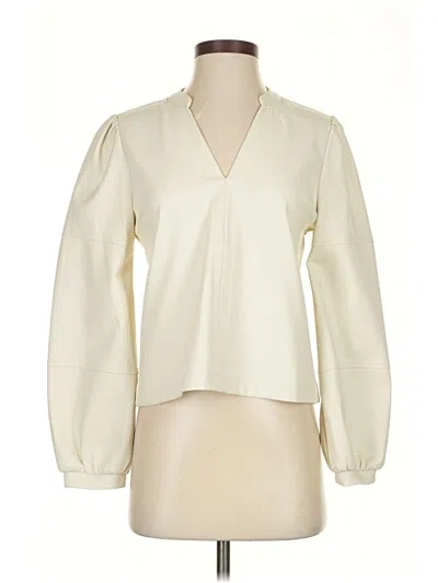 Pre-owned Evereve Long Sleeve Blouse In Ivory