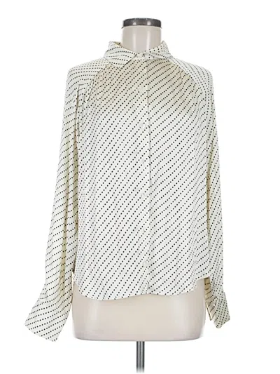 Pre-owned Evereve Long Sleeve Blouse In Ivory
